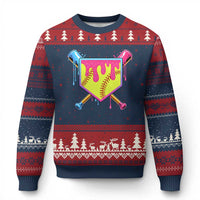 Softball Drip Ugly Christmas Sweater Ice Cream Drip Youth Girls Softball Sport