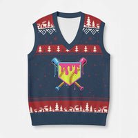 Softball Drip V-Neck Knit Sweater Vest Ice Cream Drip Youth Girls Softball Sport