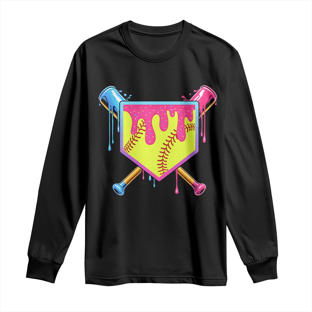 Softball Drip Long Sleeve Shirt Ice Cream Drip Youth Girls Softball Sport
