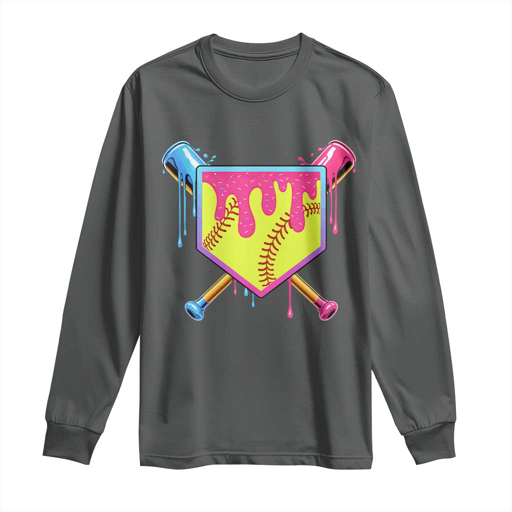Softball Drip Long Sleeve Shirt Ice Cream Drip Youth Girls Softball Sport