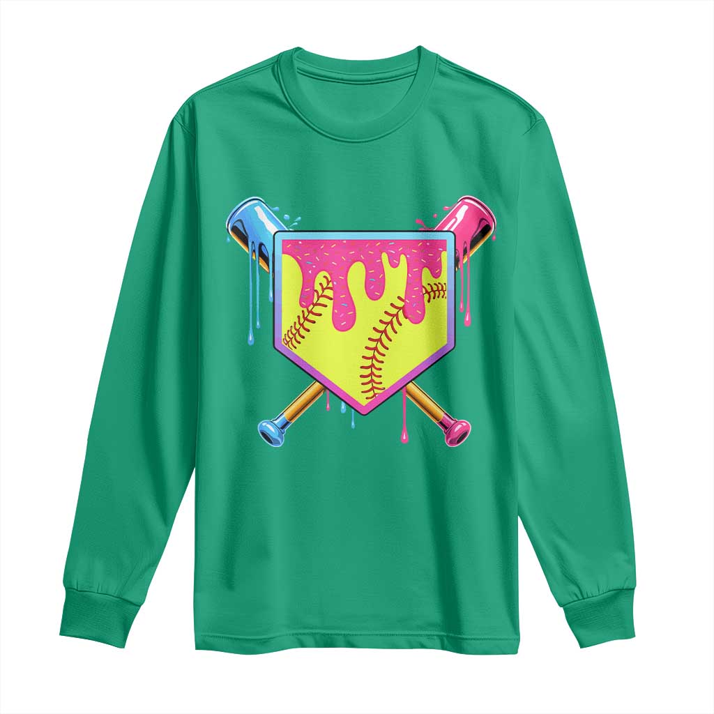 Softball Drip Long Sleeve Shirt Ice Cream Drip Youth Girls Softball Sport