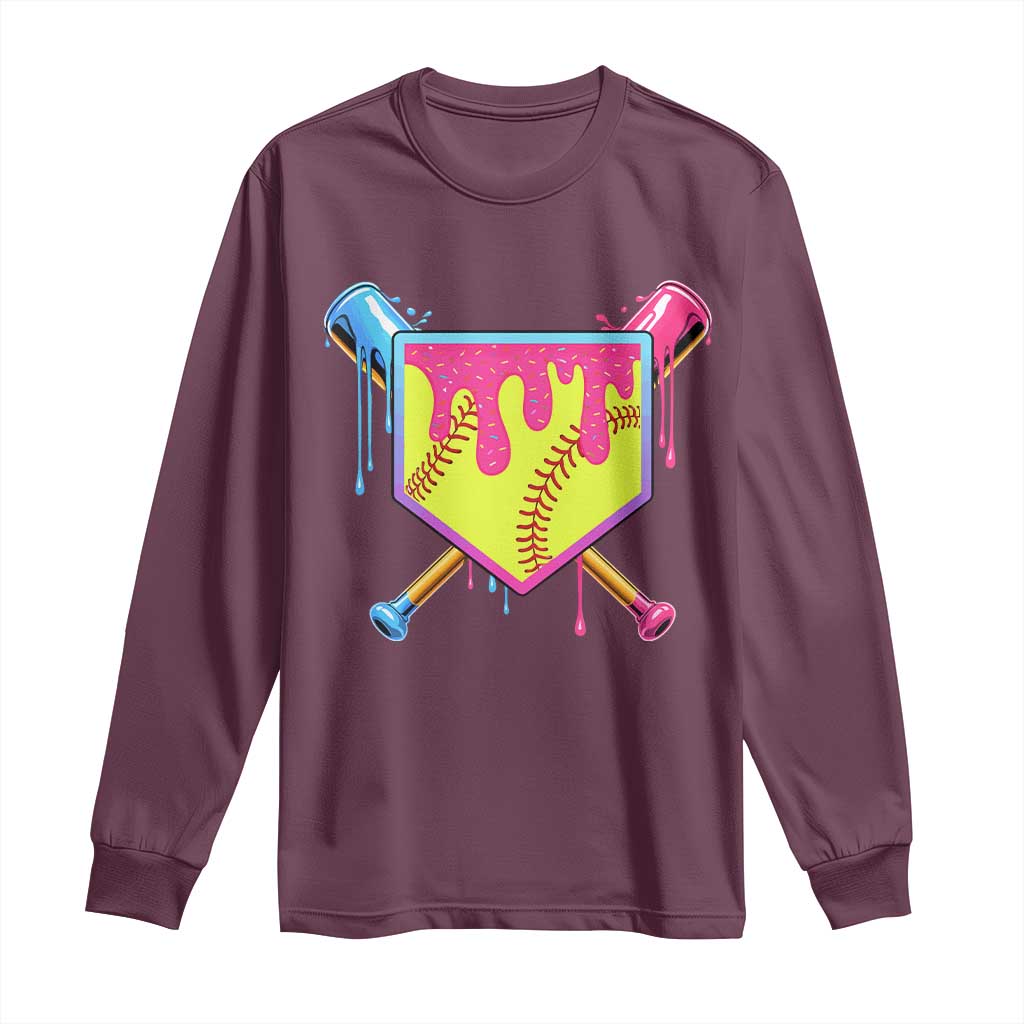 Softball Drip Long Sleeve Shirt Ice Cream Drip Youth Girls Softball Sport