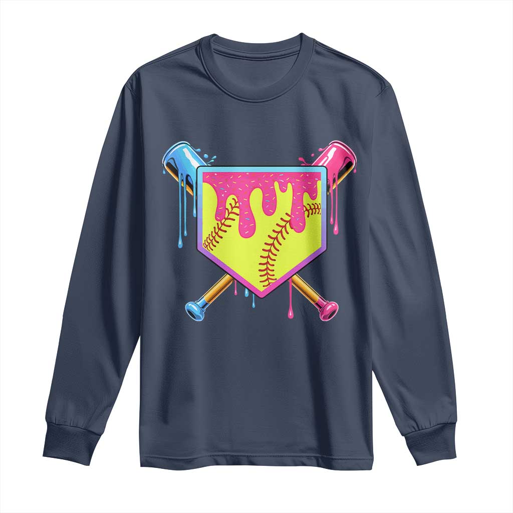 Softball Drip Long Sleeve Shirt Ice Cream Drip Youth Girls Softball Sport
