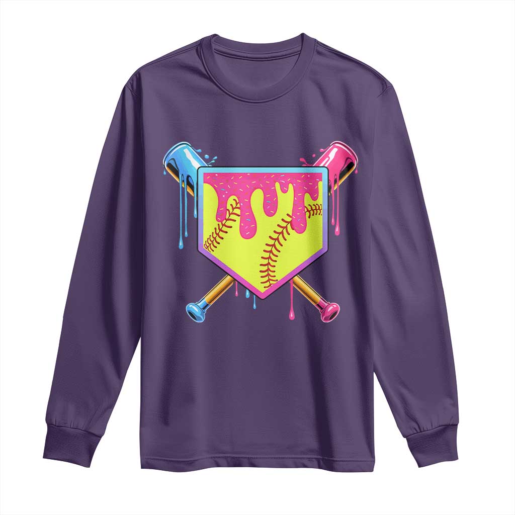 Softball Drip Long Sleeve Shirt Ice Cream Drip Youth Girls Softball Sport