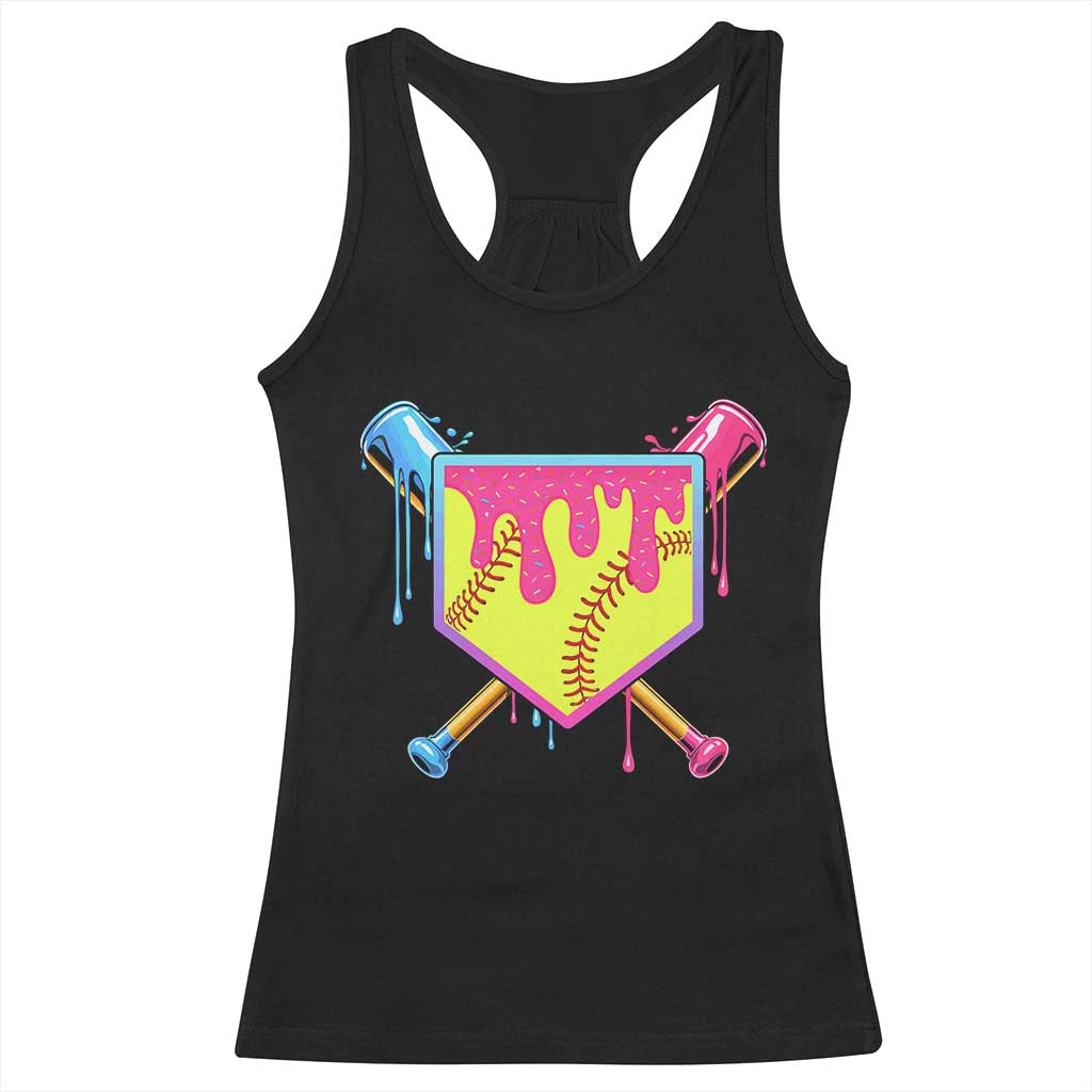 Softball Drip Racerback Tank Top Ice Cream Drip Youth Girls Softball Sport