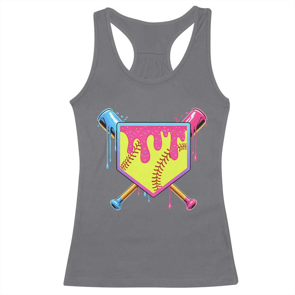 Softball Drip Racerback Tank Top Ice Cream Drip Youth Girls Softball Sport