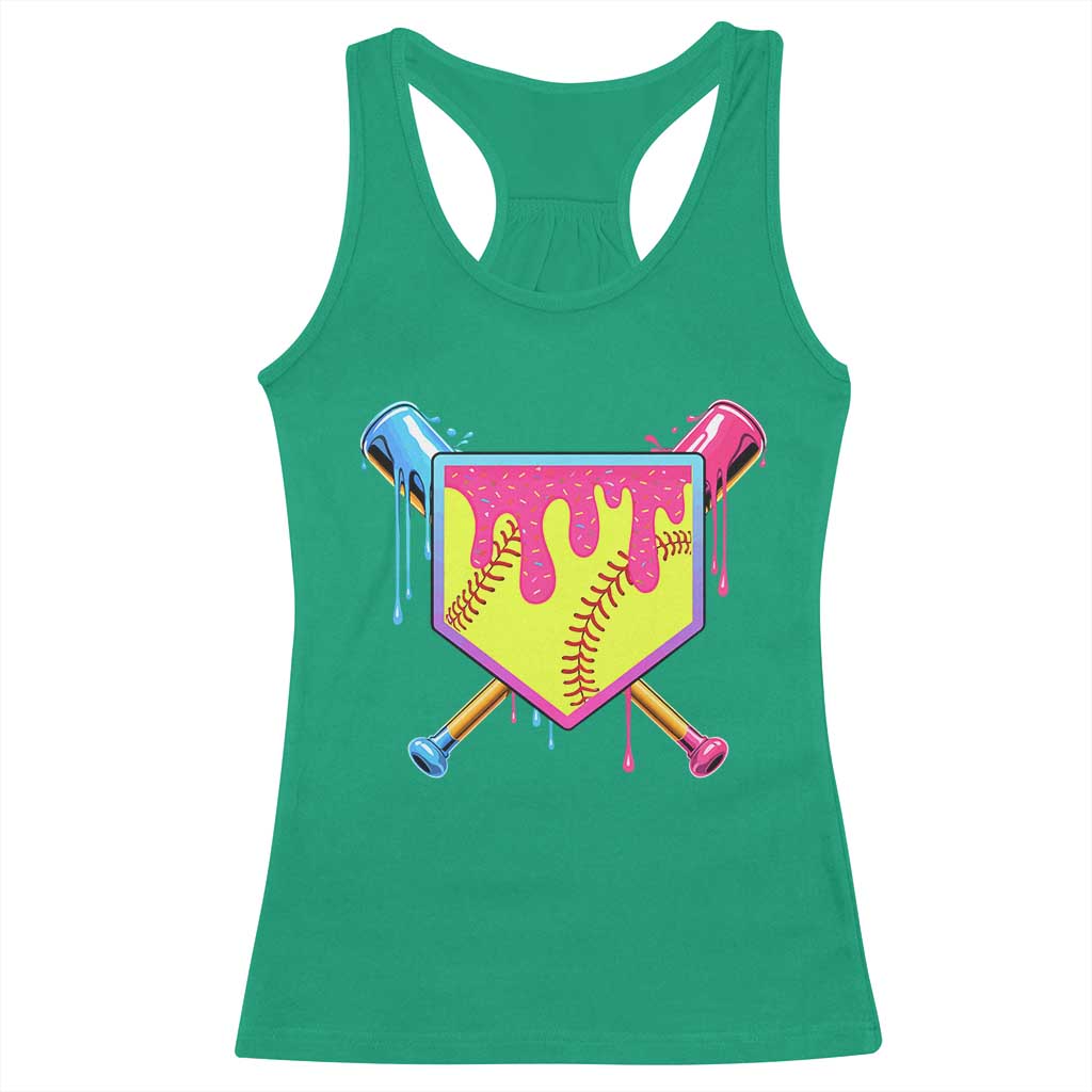 Softball Drip Racerback Tank Top Ice Cream Drip Youth Girls Softball Sport