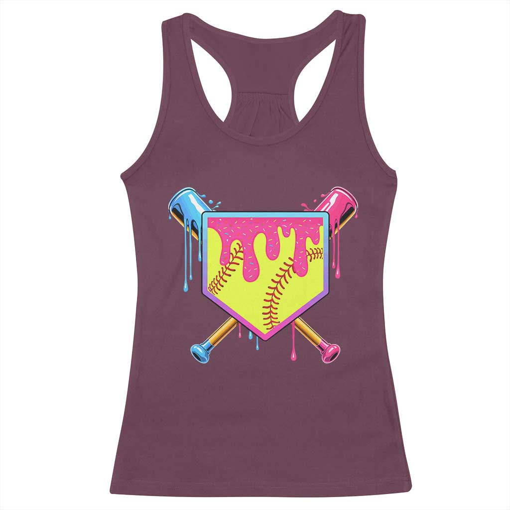 Softball Drip Racerback Tank Top Ice Cream Drip Youth Girls Softball Sport