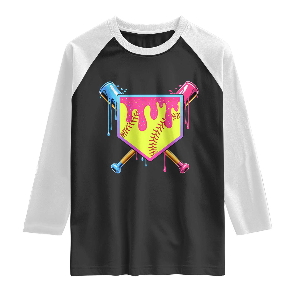 Softball Drip Raglan Shirt Ice Cream Drip Youth Girls Softball Sport