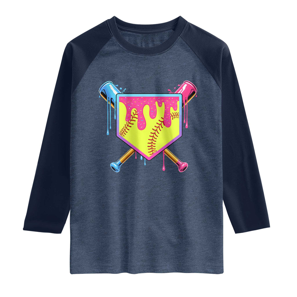 Softball Drip Raglan Shirt Ice Cream Drip Youth Girls Softball Sport