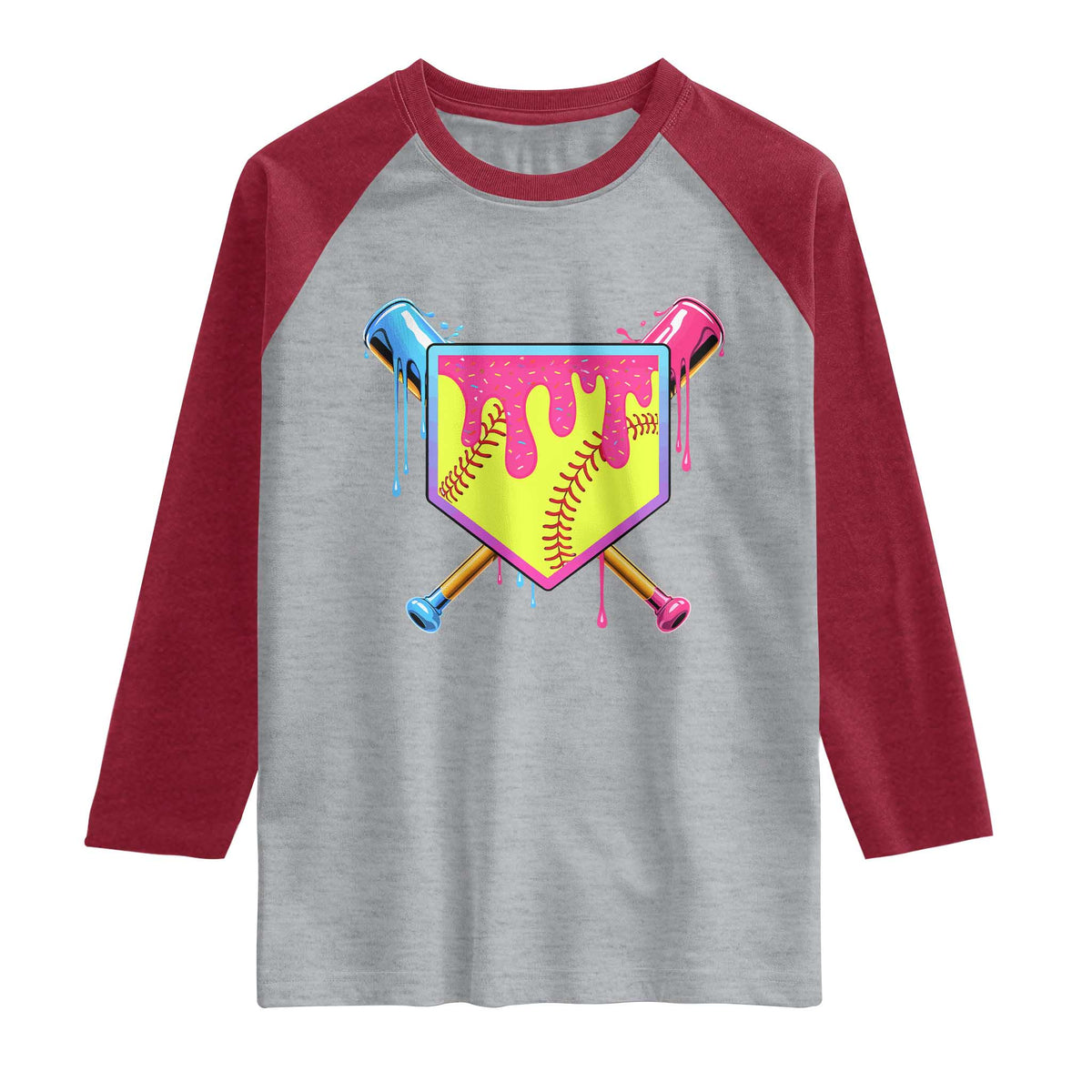 Softball Drip Raglan Shirt Ice Cream Drip Youth Girls Softball Sport