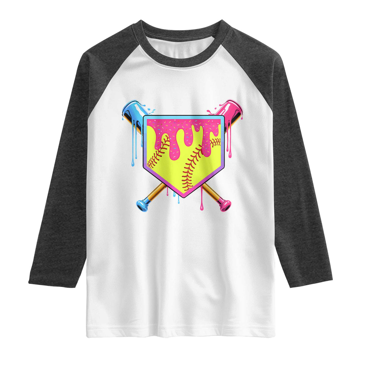 Softball Drip Raglan Shirt Ice Cream Drip Youth Girls Softball Sport