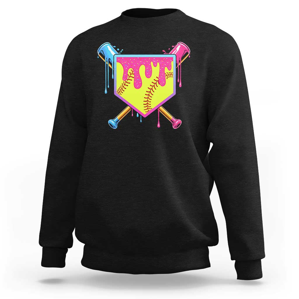 Softball Drip Sweatshirt Ice Cream Drip Youth Girls Softball Sport