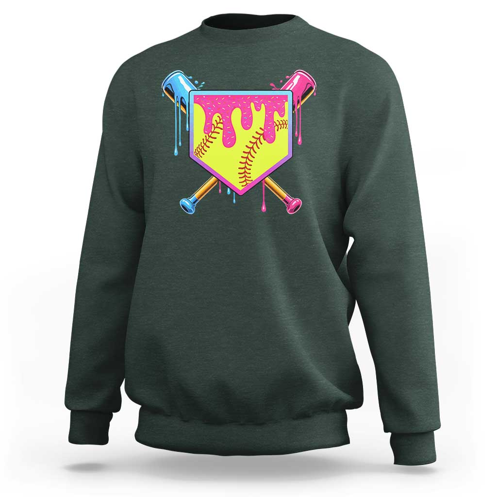 Softball Drip Sweatshirt Ice Cream Drip Youth Girls Softball Sport