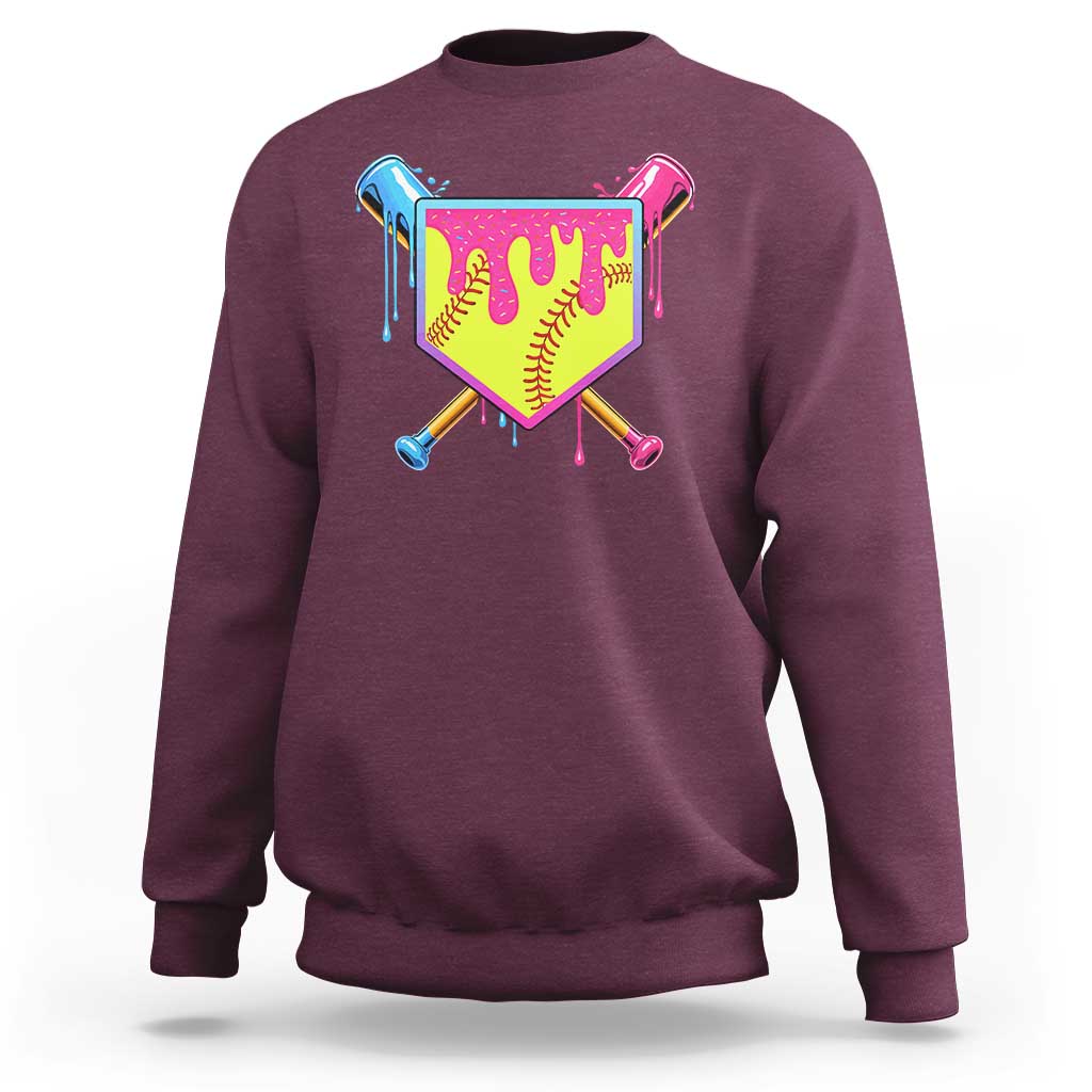 Softball Drip Sweatshirt Ice Cream Drip Youth Girls Softball Sport