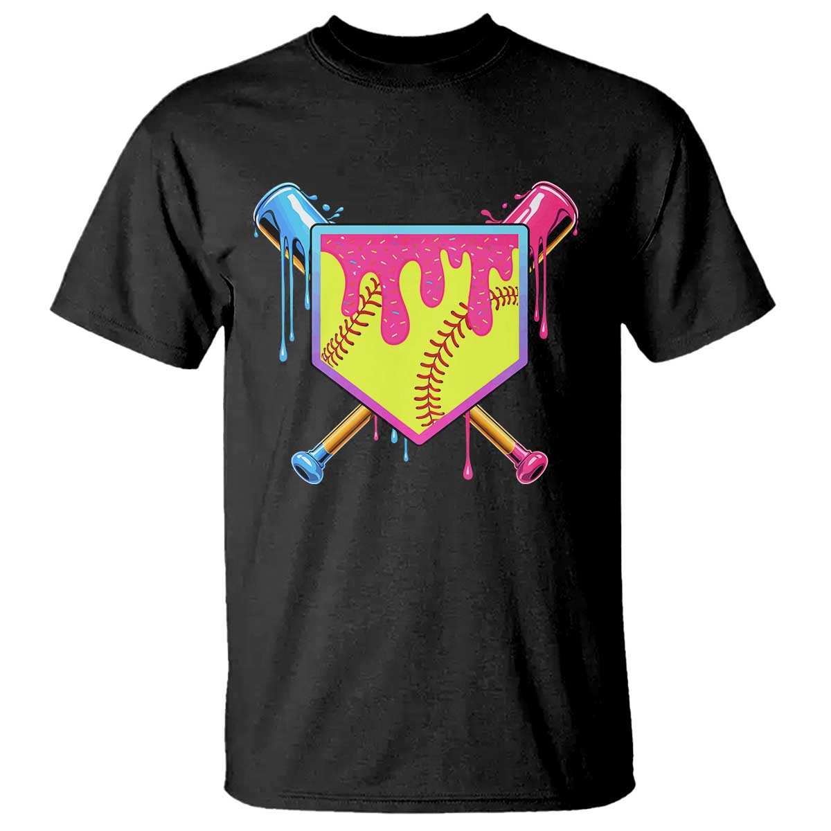 Softball Drip T Shirt Ice Cream Drip Youth Girls Softball Sport