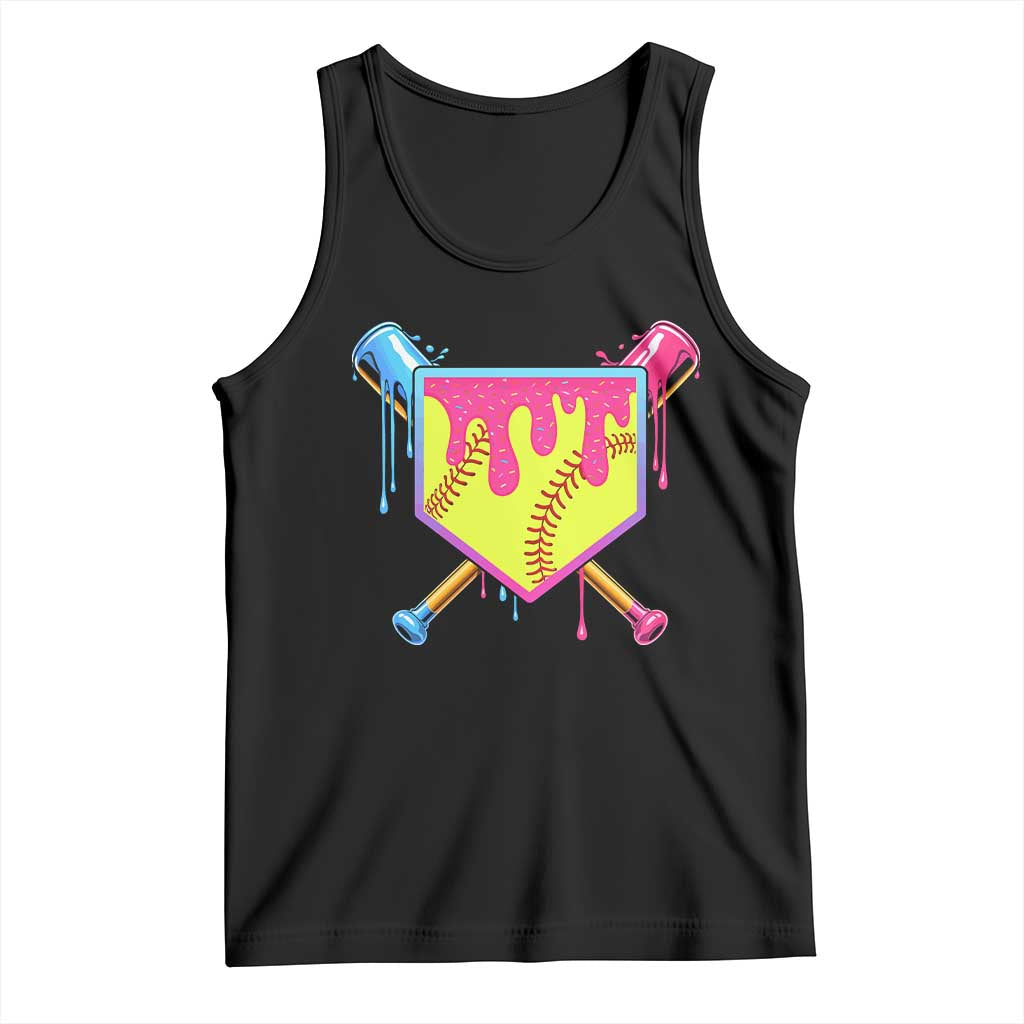 Softball Drip Tank Top Ice Cream Drip Youth Girls Softball Sport