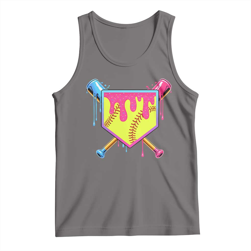 Softball Drip Tank Top Ice Cream Drip Youth Girls Softball Sport