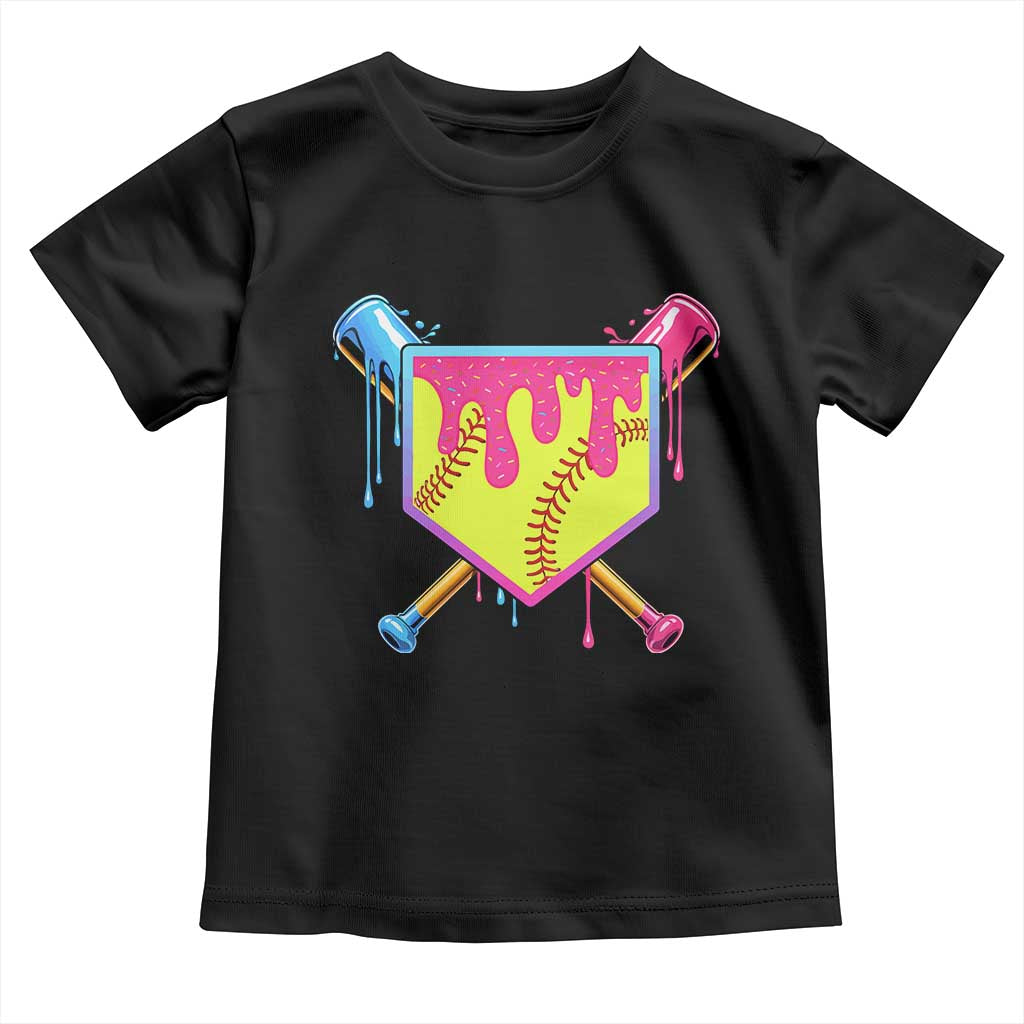 Softball Drip Toddler T Shirt Ice Cream Drip Youth Girls Softball Sport