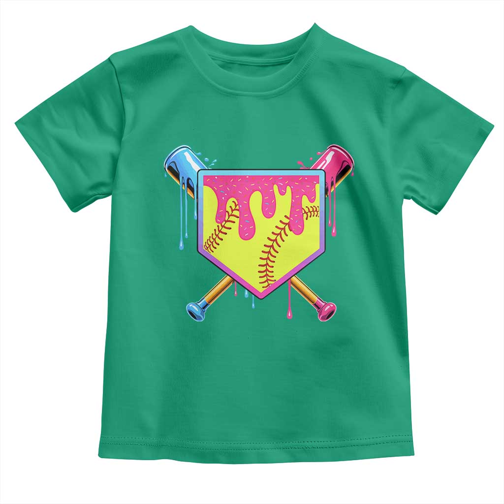 Softball Drip Toddler T Shirt Ice Cream Drip Youth Girls Softball Sport