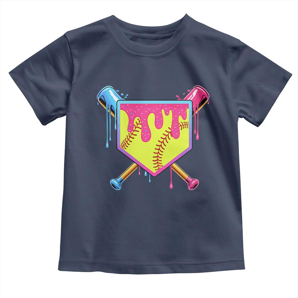Softball Drip Toddler T Shirt Ice Cream Drip Youth Girls Softball Sport