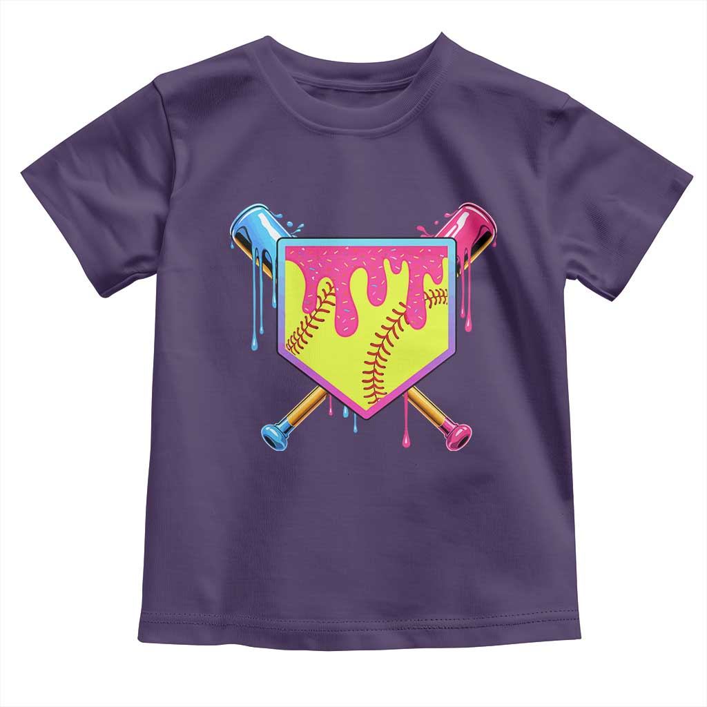 Softball Drip Toddler T Shirt Ice Cream Drip Youth Girls Softball Sport