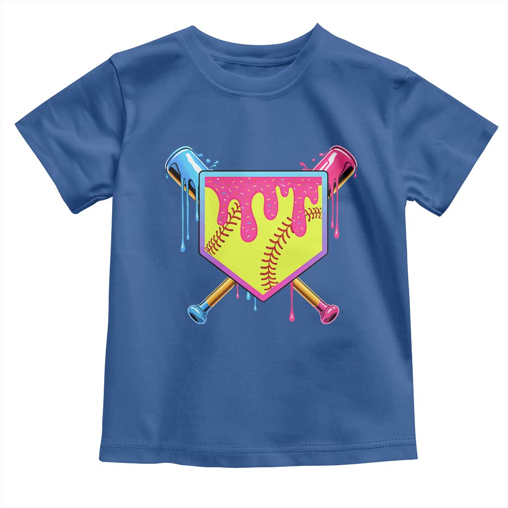 Softball Drip Toddler T Shirt Ice Cream Drip Youth Girls Softball Sport