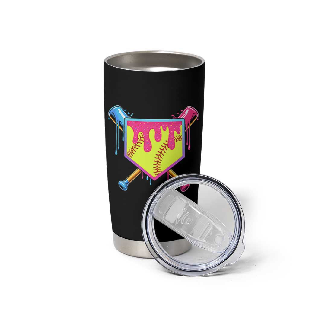 Softball Drip Tumbler Cup Ice Cream Drip Youth Girls Softball Sport
