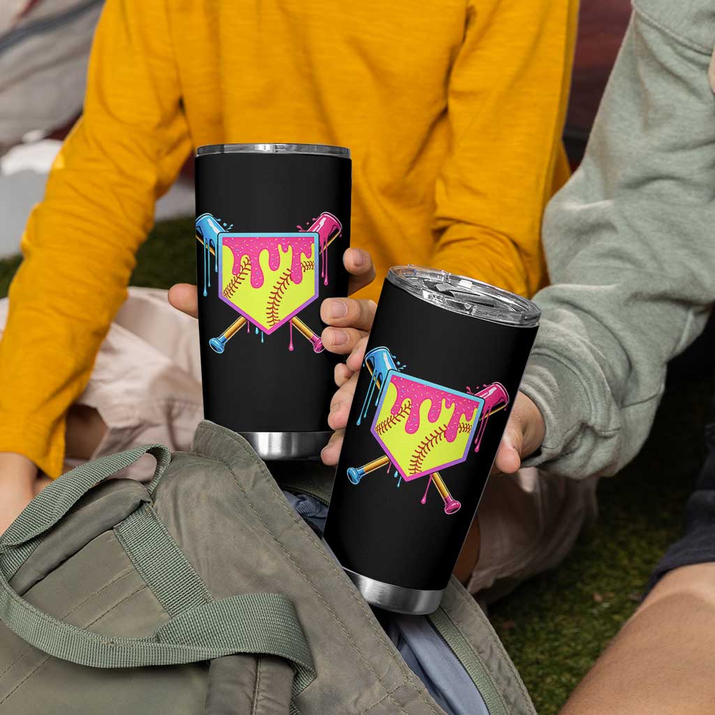 Softball Drip Tumbler Cup Ice Cream Drip Youth Girls Softball Sport