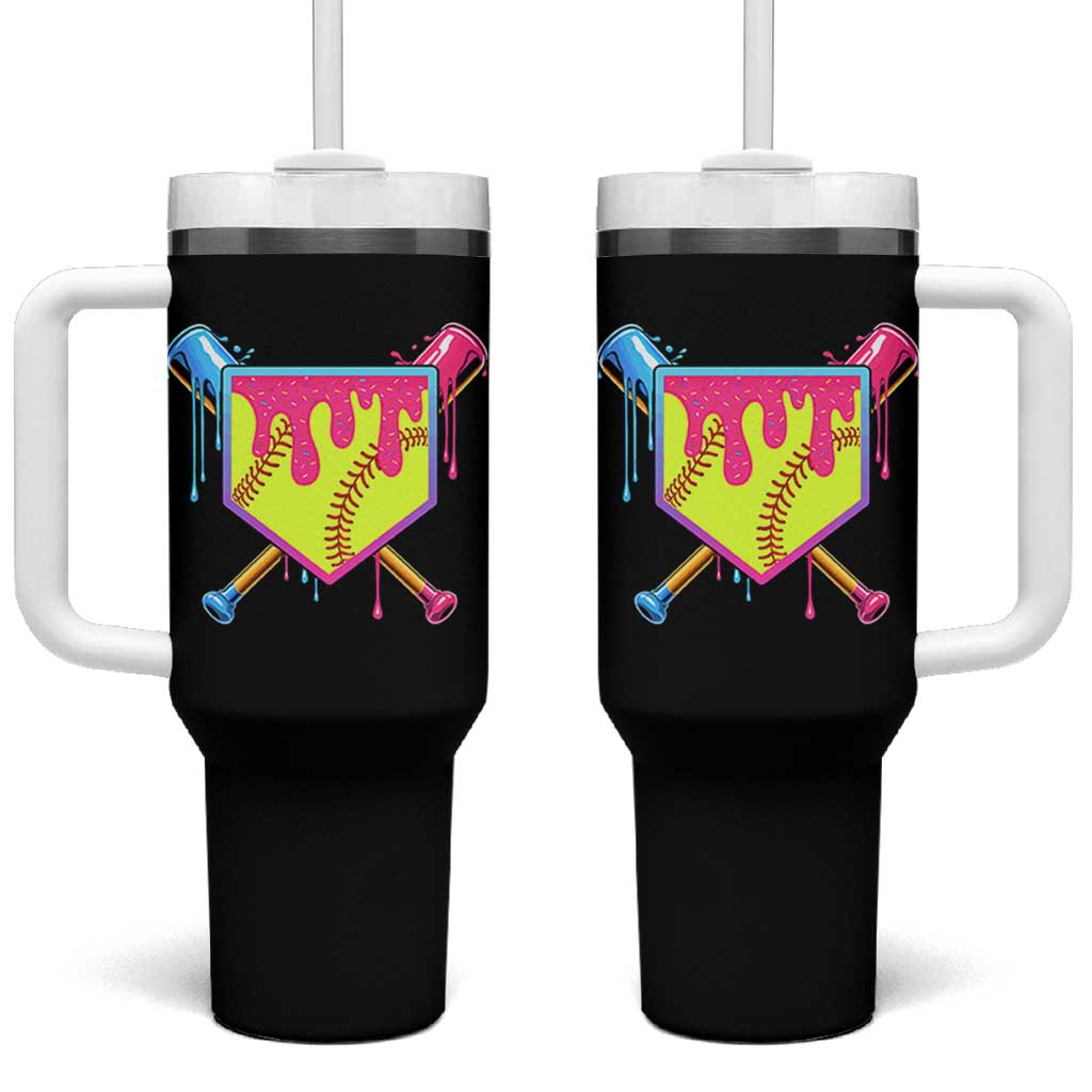 Softball Drip Tumbler With Handle Ice Cream Drip Youth Girls Softball Sport