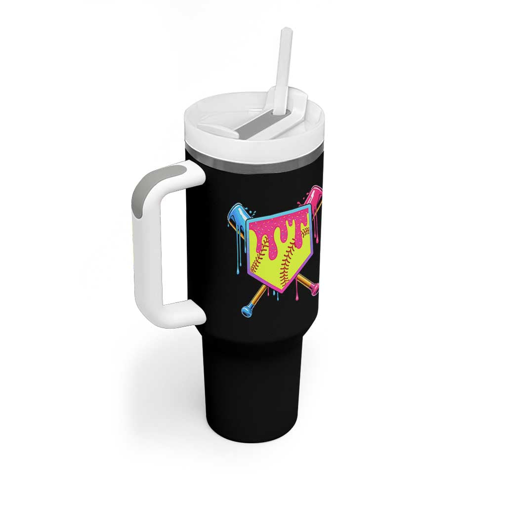 Softball Drip Tumbler With Handle Ice Cream Drip Youth Girls Softball Sport