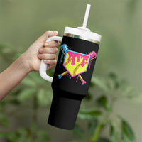 Softball Drip Tumbler With Handle Ice Cream Drip Youth Girls Softball Sport