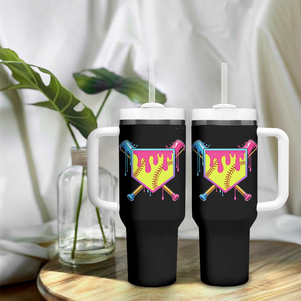 Softball Drip Tumbler With Handle Ice Cream Drip Youth Girls Softball Sport