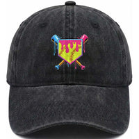 Softball Drip Washed Cotton Baseball Cap Ice Cream Drip Youth Girls Softball Sport
