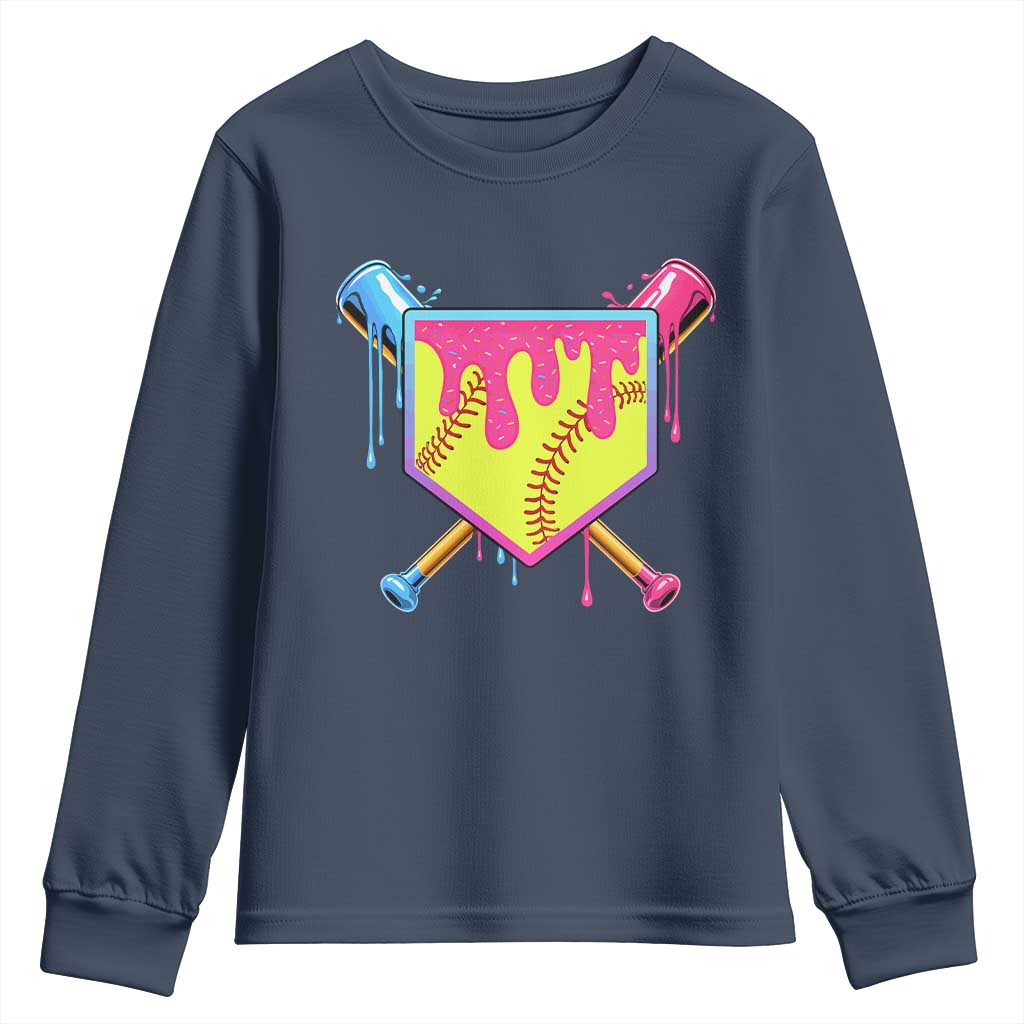Softball Drip Youth Sweatshirt Ice Cream Drip Youth Girls Softball Sport