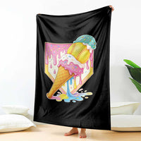 Softball Drip Throw Blanket Cute Softball Girls Ice Cream Drip Game Day
