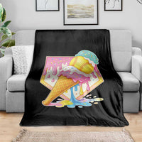 Softball Drip Throw Blanket Cute Softball Girls Ice Cream Drip Game Day