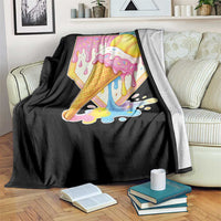 Softball Drip Throw Blanket Cute Softball Girls Ice Cream Drip Game Day