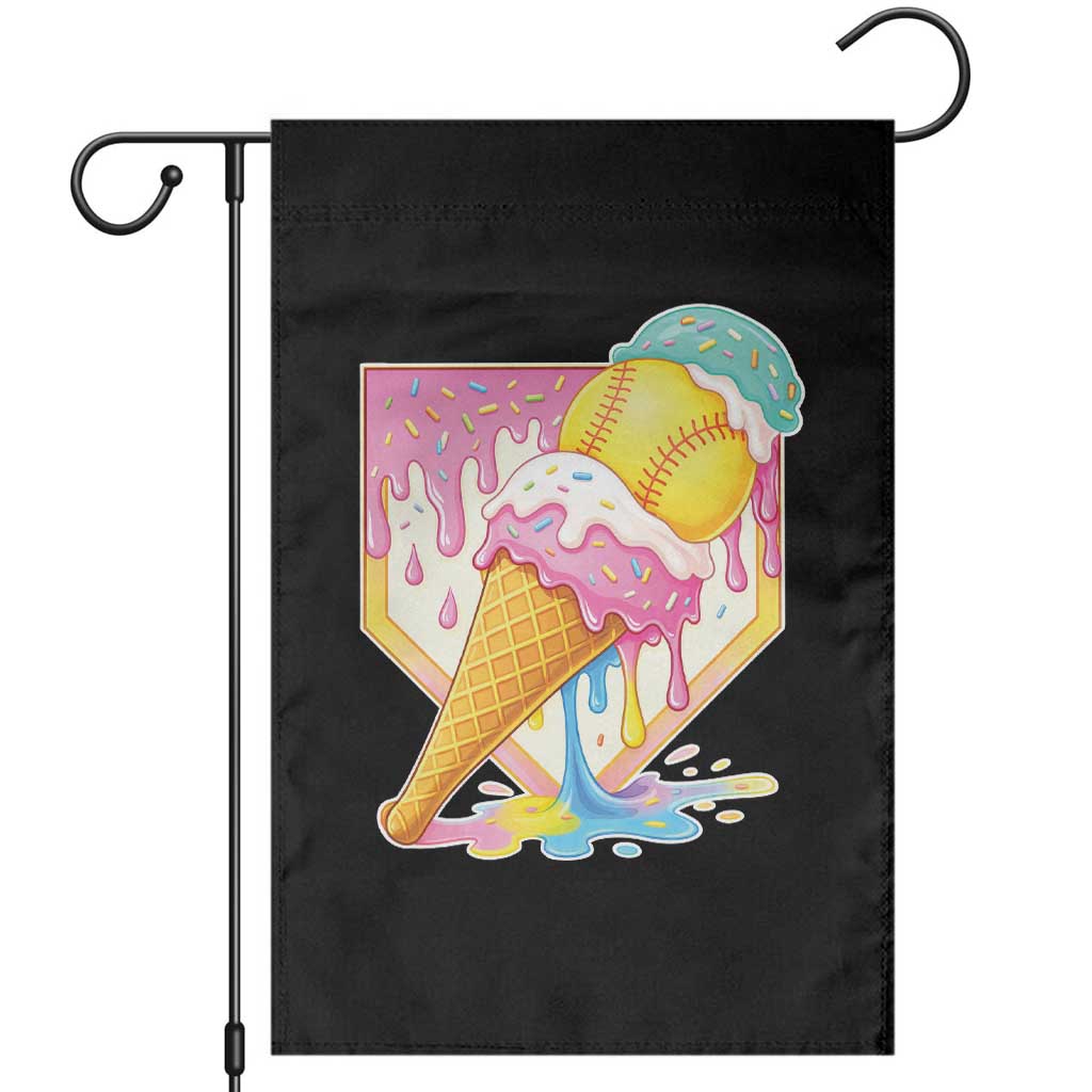 Softball Drip Garden Flag Cute Softball Girls Ice Cream Drip Game Day