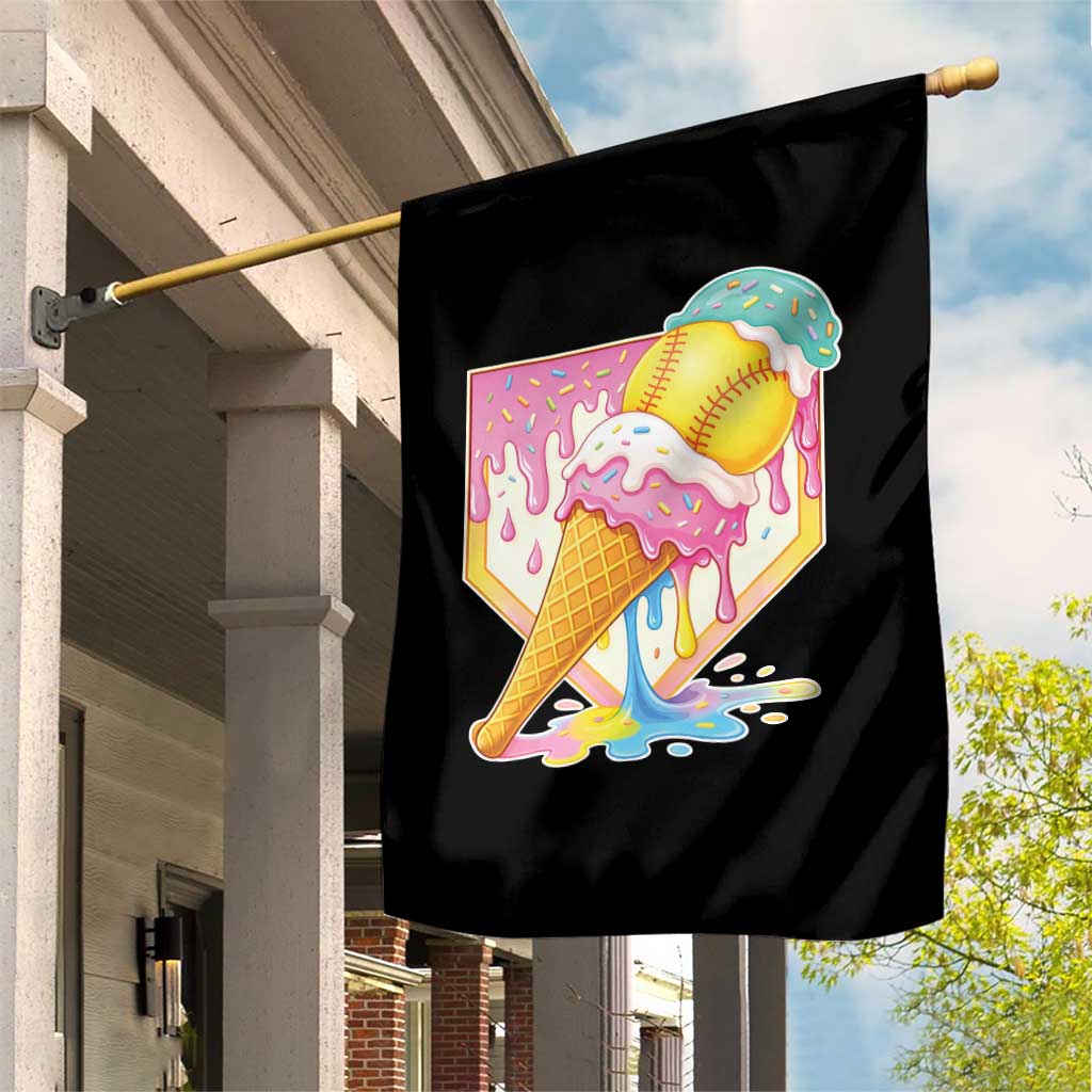 Softball Drip Garden Flag Cute Softball Girls Ice Cream Drip Game Day