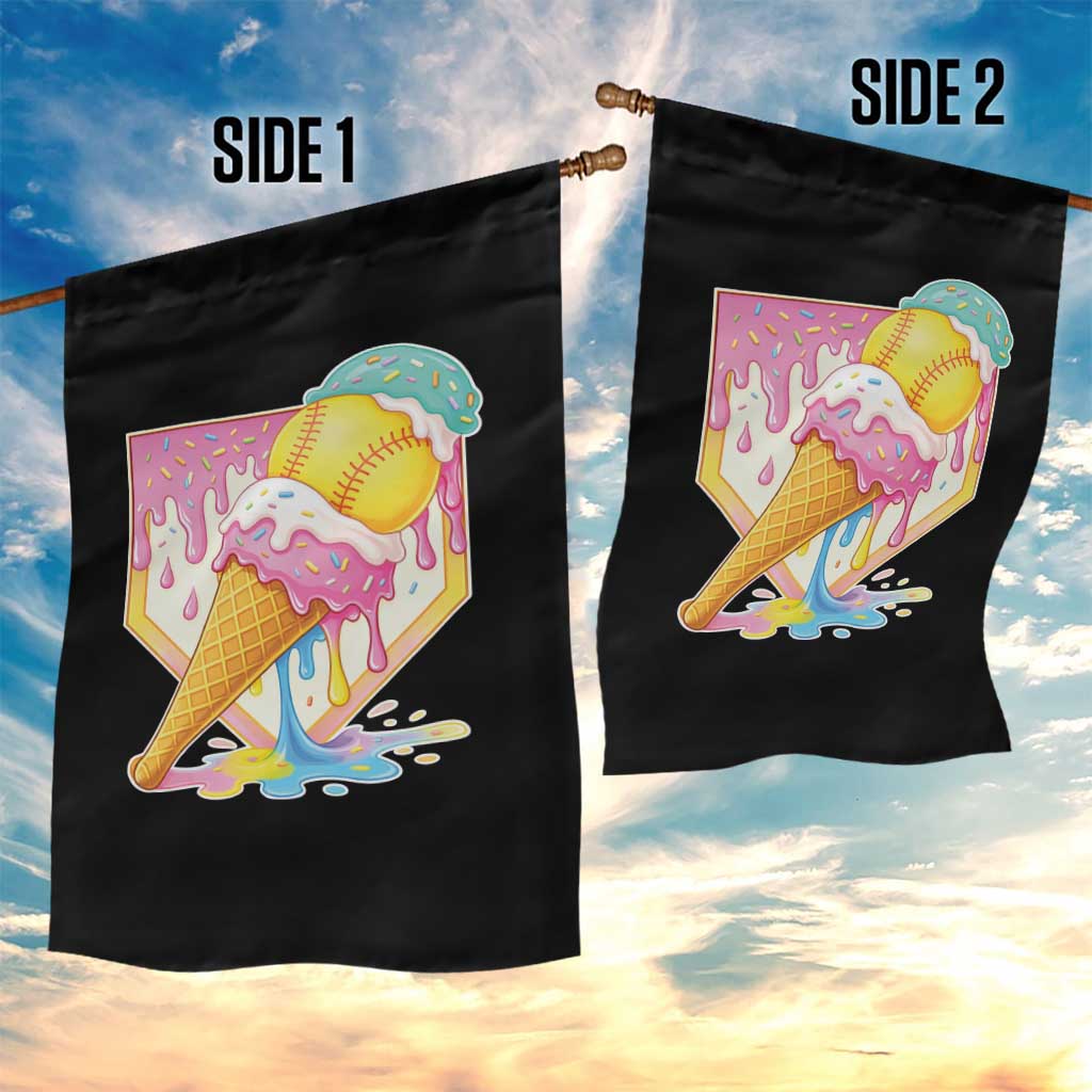 Softball Drip Garden Flag Cute Softball Girls Ice Cream Drip Game Day