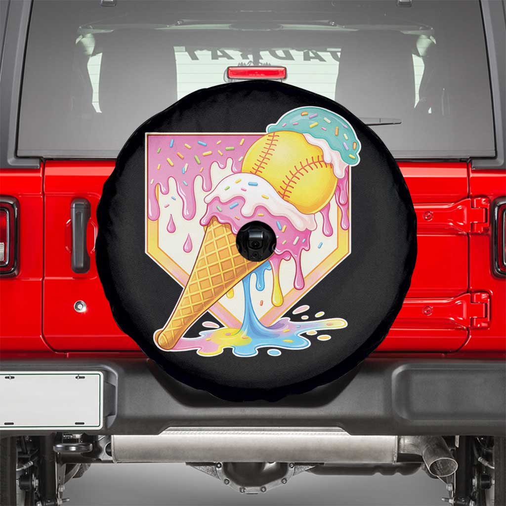 Softball Drip Spare Tire Cover Cute Softball Girls Ice Cream Drip Game Day