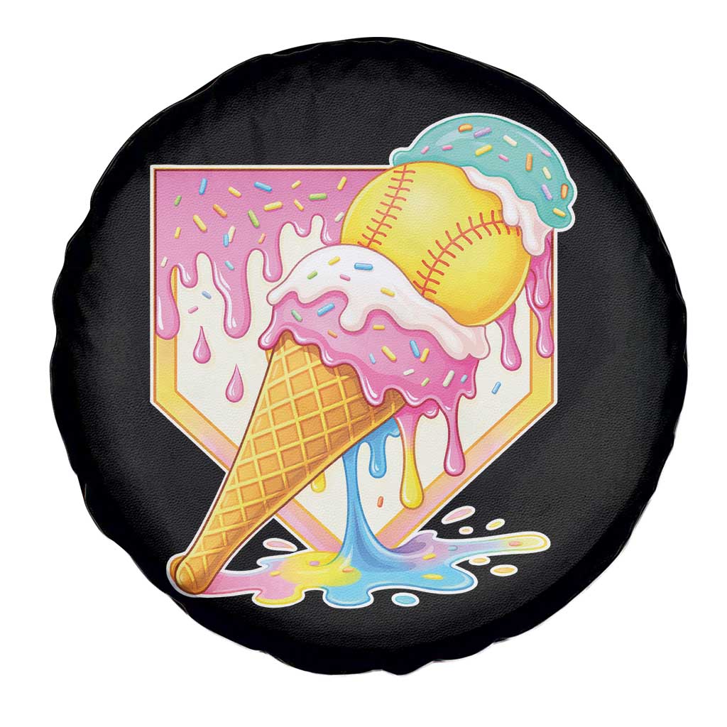 Softball Drip Spare Tire Cover Cute Softball Girls Ice Cream Drip Game Day