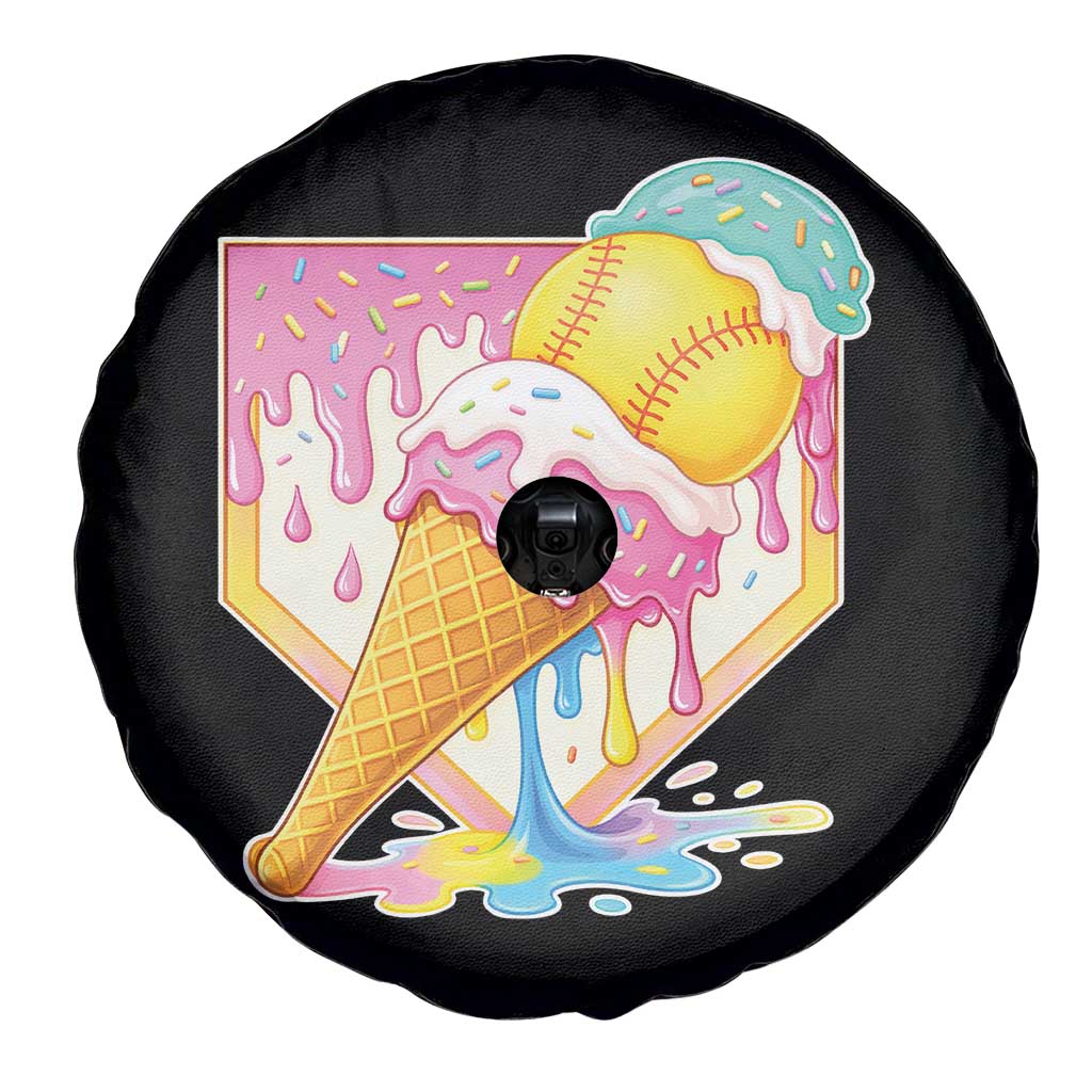 Softball Drip Spare Tire Cover Cute Softball Girls Ice Cream Drip Game Day