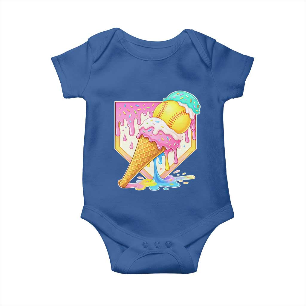 Softball Drip Baby Onesie Cute Softball Girls Ice Cream Drip Game Day