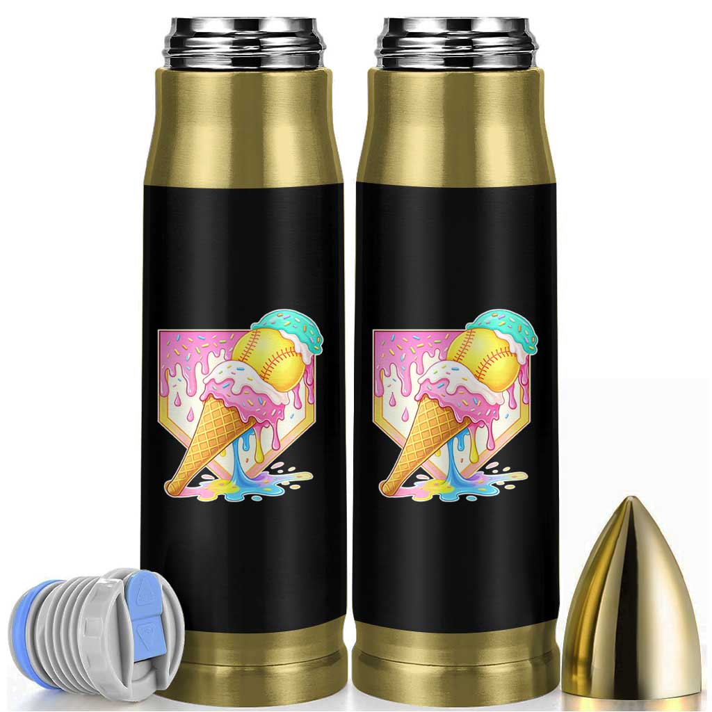 Softball Drip Bullet Tumbler Cute Softball Girls Ice Cream Drip Game Day