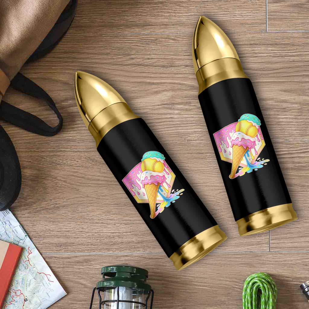 Softball Drip Bullet Tumbler Cute Softball Girls Ice Cream Drip Game Day