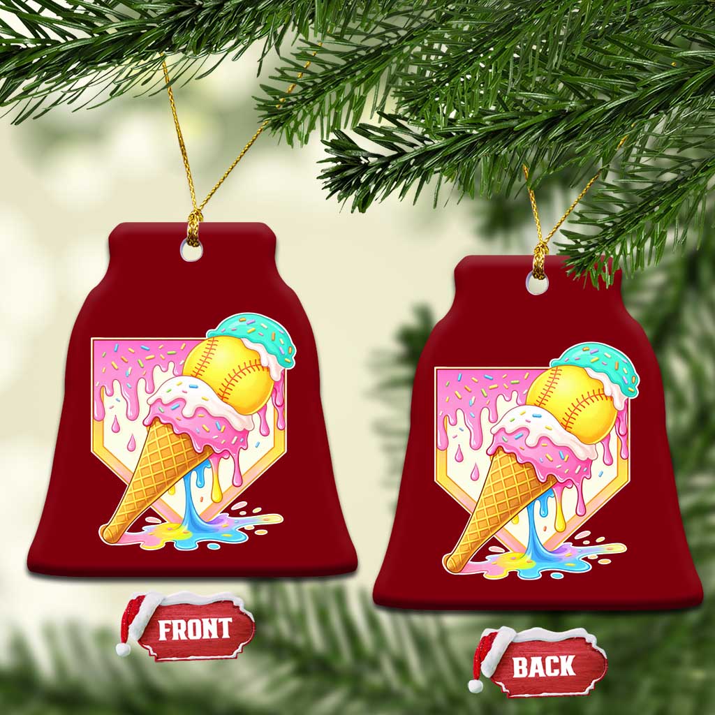Softball Drip Ceramic Ornament Cute Softball Girls Ice Cream Drip Game Day