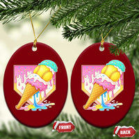 Softball Drip Ceramic Ornament Cute Softball Girls Ice Cream Drip Game Day