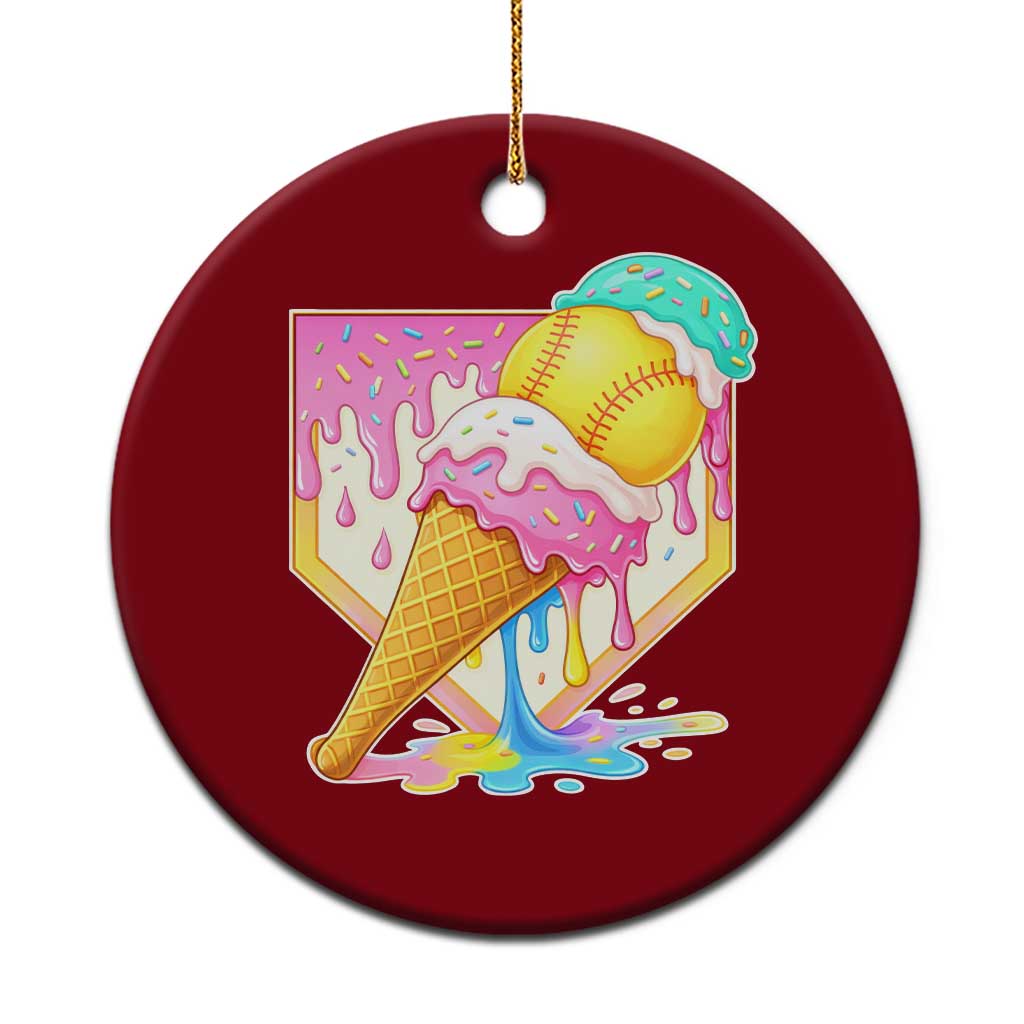 Softball Drip Ceramic Ornament Cute Softball Girls Ice Cream Drip Game Day